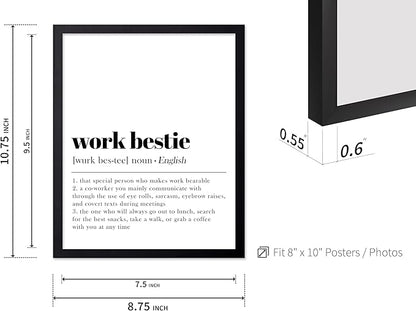 Poster Master Typography Poster - Dictionary Print - Work Bestie Definition, Special Person Who Makes Work Bearable - Gift for Colleague, Friend - Wall Decor for Home, Office, 8x10 Black Framed