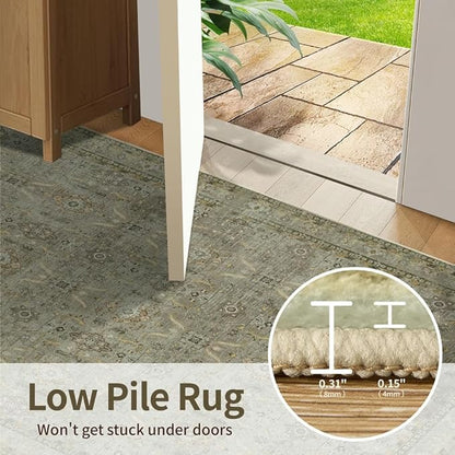 Rugxara 3x5 Rug for Entryway Bedroom, 3x5 Washable Area Rug, Vintage Retro Boho Throw Rug, Non Slip & Low Pile Small Carpet for Indoor Kitchen, Bedside, Living Room, Bathroom and Dining