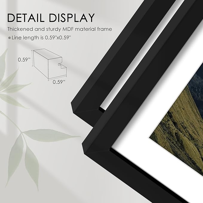 11x17 Picture Frame Sef of 10, Display Pictures 8x12 with Mat or 11 x 17 Without Mat, Photo Frame Collage for Wall Gallery Decor, Wall Mounted, Black