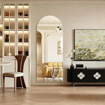 Niccy 61"×24" Frameless Arched Full Length Mirrors, Long Wall-Mounted Mirror for Living Room, Large Full Body Floor Mirror, Explosion-Proof Tall Hanging-Mirror for Bathroom Bedroom Entryway Decor