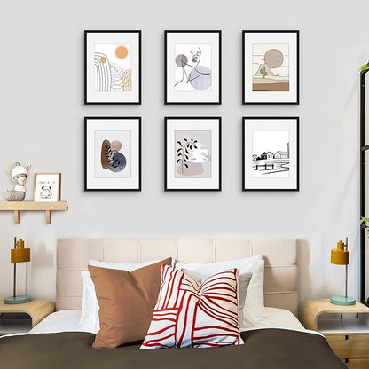 Picrit 12x16 Picture Frame Set of 12, Display 8.5x11 with Mat or 12x16 without Mat, Photo Frames for Wall Mounting Display, Black