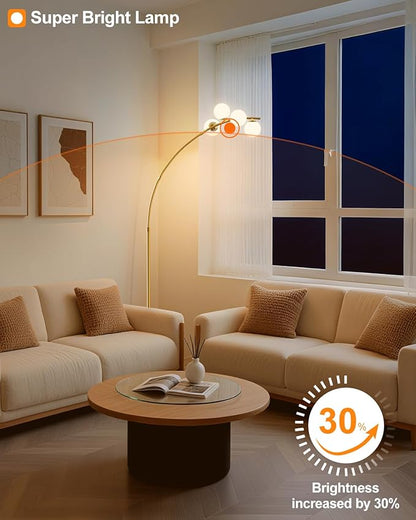 Lightdot 63IN Gold Floor Lamp 4-Lights Globe LED Floor Lamps with 3000K Soft Warm Golden for Wedding/Party, Modern Tall Lamp for Living Room/Bedroom/Sofa Beside/Corner Decor (Bulbs Included)
