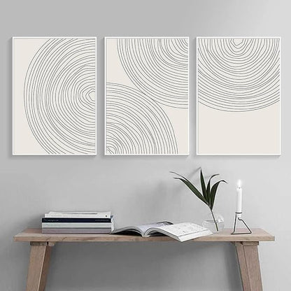 Minimalist Circle Geometric Line Art Boho Wall Art Set of 3 Neutral Abstract Canvas Painting Pictures Boho Prints Wall Art Unframed Artwork Posters for Bedroom Living Room Wall Decor 12X16 Inch