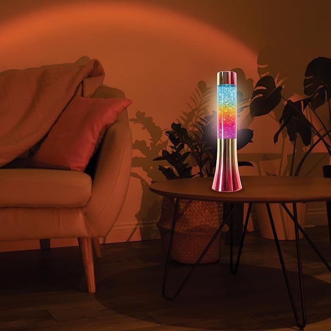 13" Rainbow Motion Glitter Lamp, 7 Vibrant Colors, Soothing Ambiance, Gift for Kids, Home Office Lamp, Home Office Decor, Perfect for Setting The Mood in Any Room