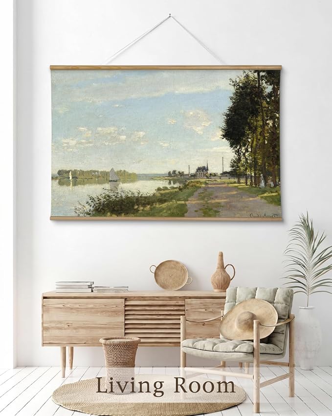 InSimSea 36x54 Extra Large Canvas Scroll Wall Art, Vintage Coastal Sailboat Landscape Hang Oil Painting, Oversized Nautical Decor for Living Room, Bedroom, Dining Room, Office