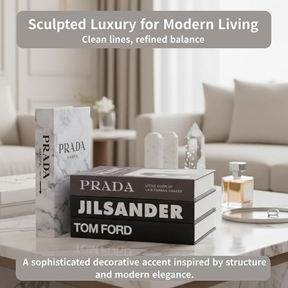 PROBENEX Marble Large | 4 PCS Faux Decorative Books for Home Decor | Not Real Books (Cardboard Boxes) | Coffee Table, Bookshelf & Shelf Styling Display Props for Living Room, Office