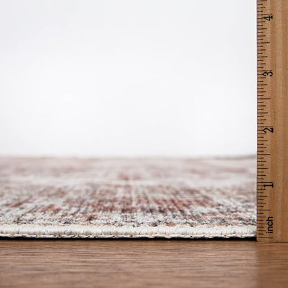 Bloom Rugs Washable Non-Slip 8' x 10' Rug - Ivory/Blush Traditional Area Rug for Living Room, Bedroom, Dining Room, and Kitchen - Exact Size: 8' x 10'