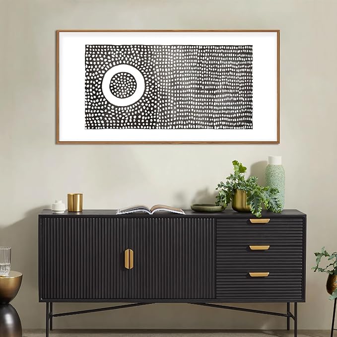 Abstract Round Dot Framed Canvas Wall Art Set,Minimalist Black and White Wall Decor,Modern Mid Century Circle Print,Neutral Geometric Artwork for Living Room,Bedroom-20 x40