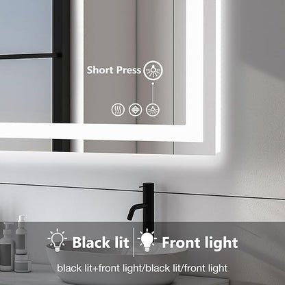DUMOS 20.1"x28.1" LED Bathroom Mirror, Smart Anti-Fog Bathroom Vanity Mirror with Front Light & Backlit, 3 Color Temperatures, Dimmable, Memory Function