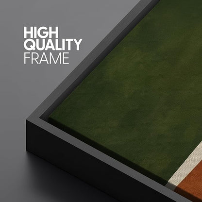 SIGNLEADER Framed Canvas Print Wall Art Set Dark Green Rust Blue Mid Century Abstract Color Block Illustrations Modern Art Boho Decorative for Living Room, Bedroom, Office - 16"x24"x3 BLACK