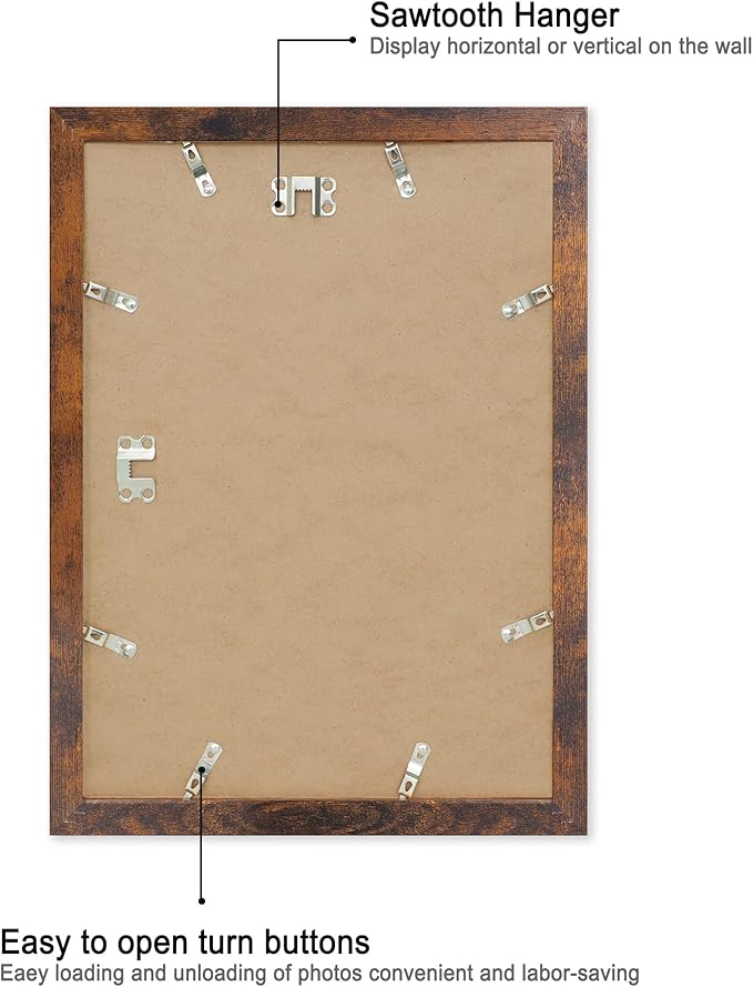 iRahmen 10x14 Picture Frame with Mat 8x12 - High Definition Tempered Glass Wooden Photo Frames for Wall Mounting (Dark Brown, Set of 2)