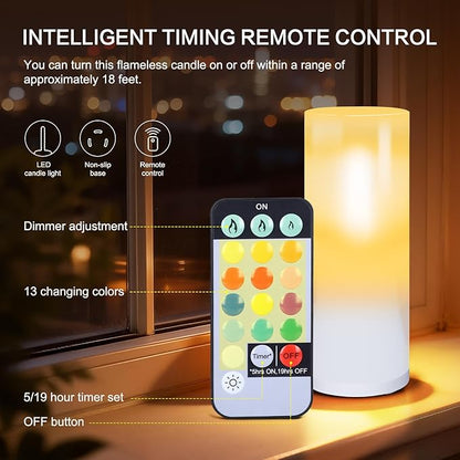 Flameless Simulation Candle Light, RGB 13 Colors Changing Night Light with Remote, Atmosphere Desk Lamp/Bedside Lamp,USB Rechargeable Night Light, Ambient Lighting for Bedroom/Dining Room/Game Room