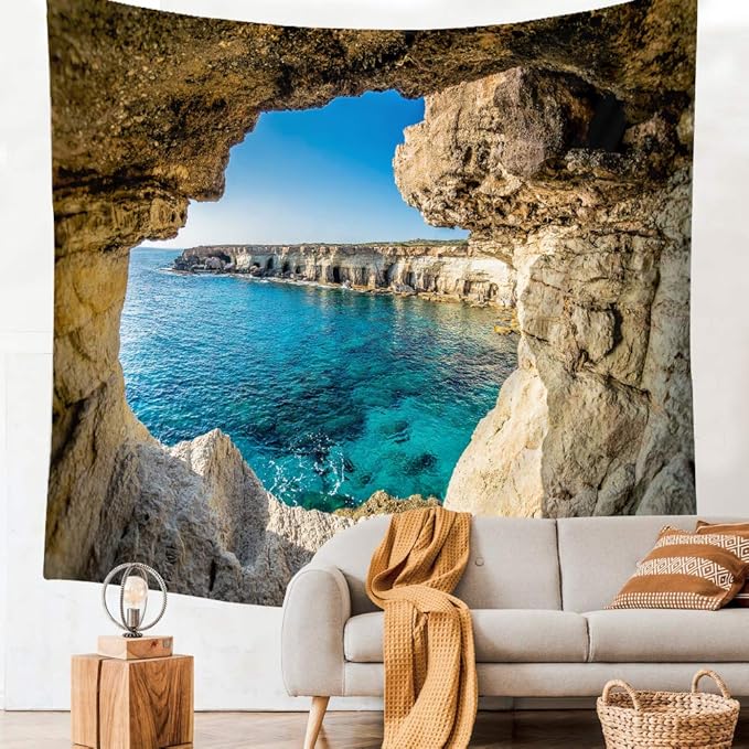 Llamazing Forest Home Decor Tapestry - Living Room Bedroom Decoration Curtain - Magic Landscape (Sea, 78''L60''W)