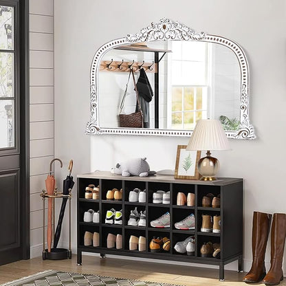 HOITUZYUS Wooden Mirror for Wall Bathroom Mirrors, Decorative Mirror with Beads Boho Accent Mirrors for Entryway, Fireplace, Living Room, Hallway, Bathroom - 24x36 Inch