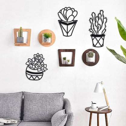 OYEFLY Cactus Metal Wall Art,Modern Metal Wall Decors Plant (3 Pcs)