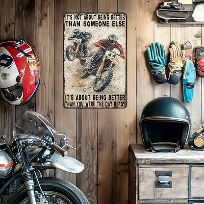 Motorcycle Tin Sign In The Darkest Hour When The Demons Come Metal Sign Motorcycle Poster Wall Decor Home Garage Bathroom Man Cave Office Bedroom Metal Plaque 12x16 Inch
