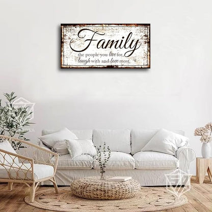 Family Quote Wall Art Living Room-Family Wall Decor-Inspirational Motto Family Love Most Canvas Wall Art-Rustic Farmhouse Canvas Prints Painting Artwork for Bedroom,Home Decor,Ready to Hang 20"x40"