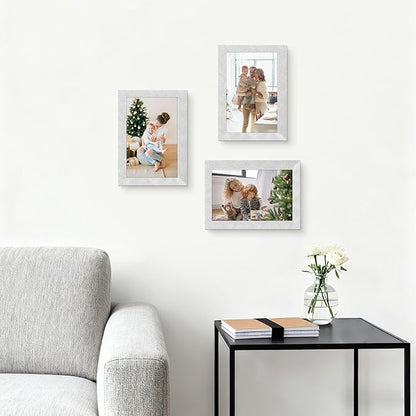 Picrit 4x6 Picture Frame Set of 12, Display 3.5x5 with Mat or 4x6 without Mat, Photo Frames for Wall Mounting or Table Top Display, Silver