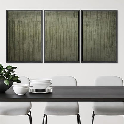 SIGNLEADER Framed Canvas Print Wall Art Set Olive Green Abstract Line Minimalist Earthy Illustrations Minimal Decorative Bohemian Nordic for Living Room, Bedroom, Office - 24"x36"x3 BLACK