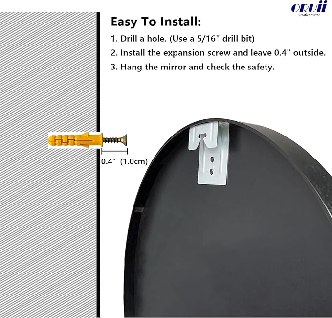 Oruii Round Mirror 28 inch, Large Black Circle Mirror Metal Frame, Large Black Circular Mirrors for Living Room, Dining Room, Entryway, Hallway, Foyer, Bathroom, Wall