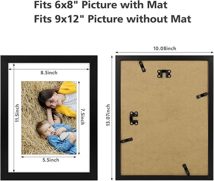 Golden State Art, 9x12 Picture Frame Set of 6 - Matted to 6x8 Photo - Engineered Wood Gallery Frame Set - Wall Mounting (Black,6 Pack)