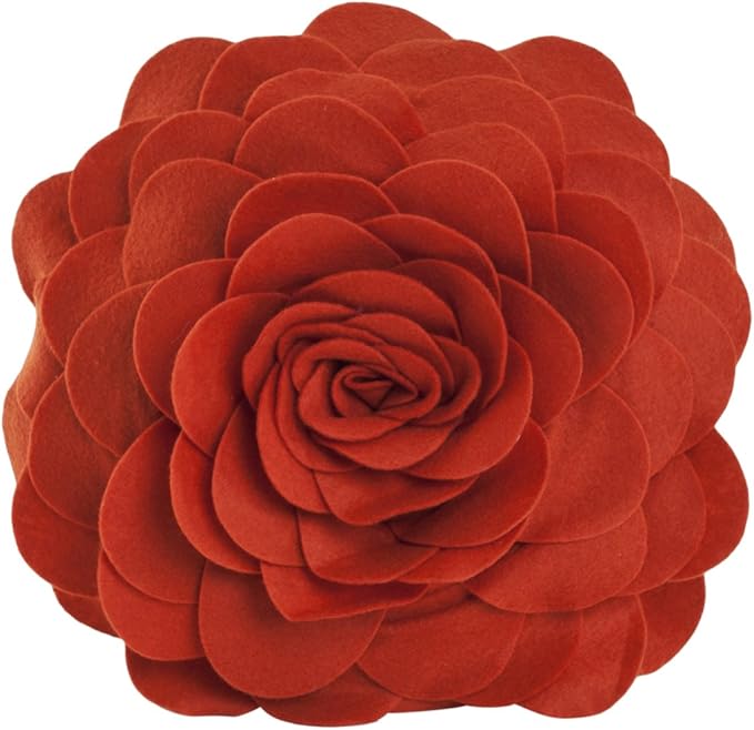 SARO LIFESTYLE Flower Design Poly Filled Throw Pillow, Terracotta, 13"