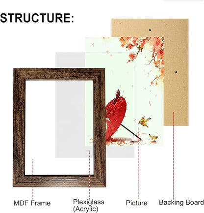 xnlkros Picture Frame Set 10 pack, Farmhouse Photo Frames, Gallery Wall Frame Collage, 8x10 5x7 4x6 Frames in 3 Different Finishes Picture Frames For Wall or Desk,Dark Brown