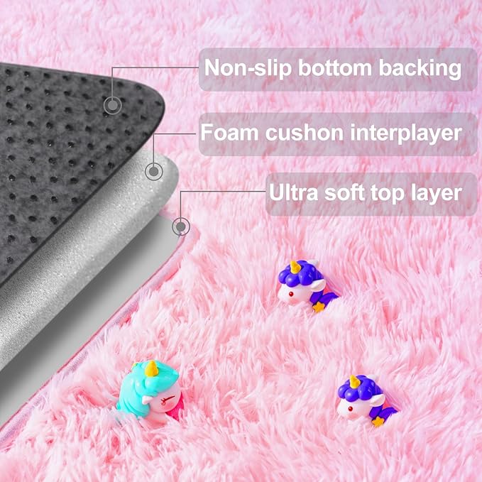 qulint 10x14 Area Rugs for Living Room, Large Fluffy Pink Rugs for Bedroom Girls Soft Shag Shaggy Modern Carpet, Fuzzy Alfombra for Dorm Room Kid Room Playroom Home Decor (10ft x 14ft, Pink)