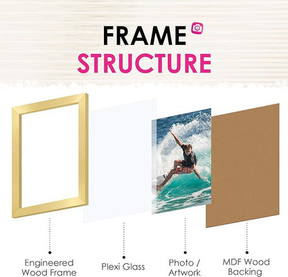 FIXSMITH 4x6 Picture Frame Set of 2, Gold Picture Frames Collage for Tabletop or Wall Display, Photo Frame 4x6 with HD Plexiglass