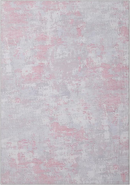 ROYHOME Modern Abstract Area Rug 8x10 Non Slip Non Shedding Rug Low Pile Stain Resistant for Bedroom Living Room,Grey Pink