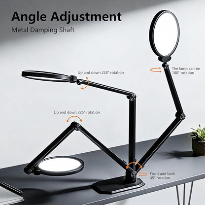 NS LED Desk Lamp for Home Office, LED Desk Light for Video Calls, Adjustable 3000K-6500K Office Lamp with Remote Control, Timer, Memory, CRI95+, Dimmable Desktop Lamp