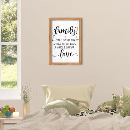AuraPeak Family Wall Decor For Family A Little Bit Of Crazy Sign Hallway Entryway Horizontal Home Modern Positive Farmhouse Living Room Wall Hanging Art (Wood 16"×10")