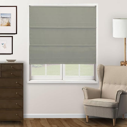 CHICOLOGY Cordless Roman Shade for Windows & French Doors, Ridgewood Sage, Privacy + Light Filtering Linen Look Fabric w/White Liner, True to Size, Inside/Outside Mount, 23" W x 72" H