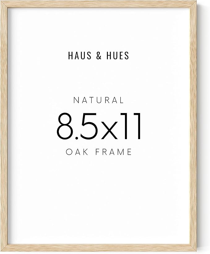 HAUS AND HUES Beige Oak Wood 8.5x11 Picture Frame - Modern Wood Wall Art Display - Lightweight 8.5x11 Frame for Certificates, Photos, Posters - Ready-to-Hang Vertically & Horizontally (Set of 1)