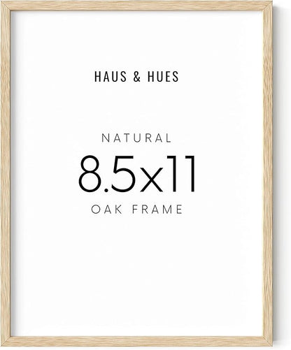 HAUS AND HUES Beige Oak Wood 8.5x11 Picture Frame - Modern Wood Wall Art Display - Lightweight 8.5x11 Frame for Certificates, Photos, Posters - Ready-to-Hang Vertically & Horizontally (Set of 1)