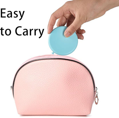 Compact Mirror for Purse, Metal Round Shell, Double-Sided 1X/2X Magnifying, Portable Travel Small Makeup Mirror, Mini Pocket Mirror, Aquamarine,4 Packs