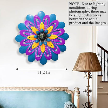 Metal Flowers Wall Decor Indoor Outdoor Metal Wall Art for Home Farmhouse Living Room Bedroom Bathroom Garden Decorations - Purple & Blue