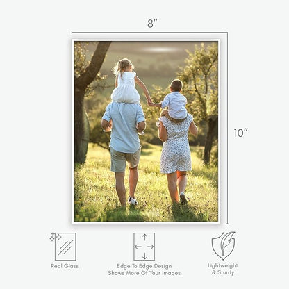 MANTELLO ESSENTIALS 8 x 10 Photo Frame Set, 8 x 10 White Picture Frames, Front Loading Picture Frames 8x10, Set of 6