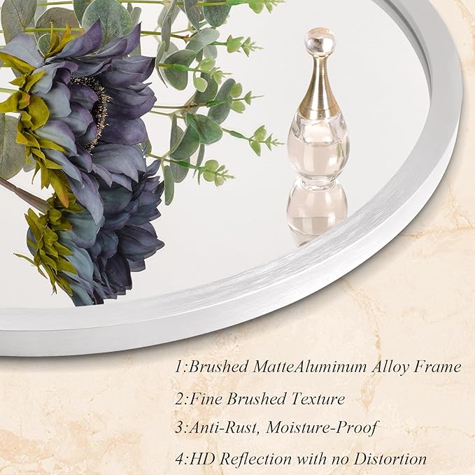 Mirrors for Wall Mirror Sliver Metals Framed Round Farmhouese Bathroom Mirror Ative Hanging Mirror for Bedroom Vanity Entryway