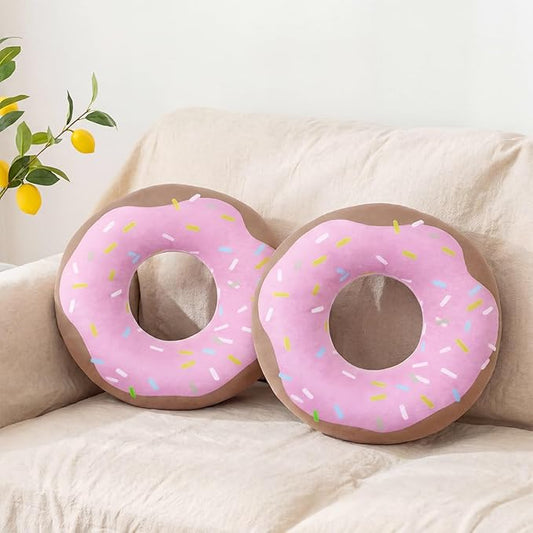 2 Pack Dount Pillows Food Round Throw Pillow 10 x 10 Inch Soft Plush Funny Food Shaped Doughnut Pillow Couch Chair Bed Bedroom Room Home Wedding, Anniversary
