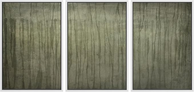 SIGNLEADER Framed Canvas Print Wall Art Set Olive Green Abstract Line Minimalist Earthy Illustrations Minimal Decorative Bohemian Nordic for Living Room, Bedroom, Office - 24"x36"x3 WHITE