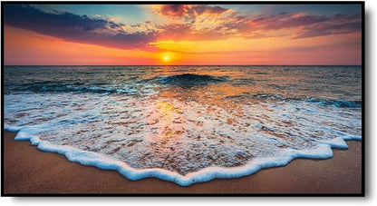 Large Wall Art for Living Room Bedroom Office Entryway, Teal Green Blue Abstract Modern Luxury Framed Crystal Porcelain Wall Decor, Waterproof Easy Clean Artwork for Home Hotel Restaurant 24x48 Inch