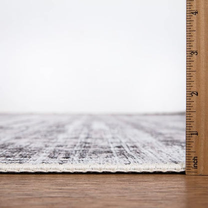 Bloom Rugs Washable Non-Slip 10 ft Runner - Gray/Charcoal/Blue Modern Abstract Runner for Entryway, Hallway, Bathroom, and Kitchen - Exact Size: 2.5' x 10'