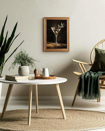 Bzstyleart Vintage Wall Art Decor for Living Room, Martini Framed Wall Art Room Decor Aesthetic, Framed Cocktail Artwork, Bedroom Painting Pictures12 x 16 Inch