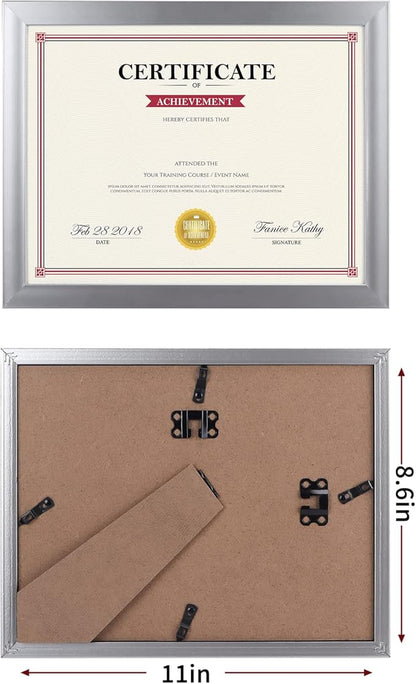 Giftgarden 8.5x11 Picture Frame Silver Set of 12, Multi Modern 8.5 x 11 Frames Bulk for Award Certificate Document Diploma, Wall or Tabletop Display