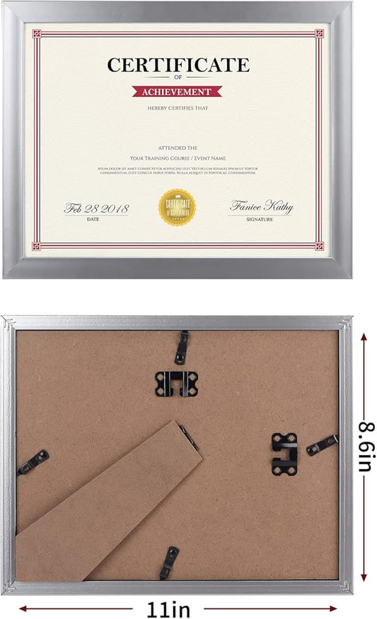 Giftgarden 8.5x11 Picture Frame Silver Set of 12, Multi Modern 8.5 x 11 Frames Bulk for Award Certificate Document Diploma, Wall or Tabletop Display