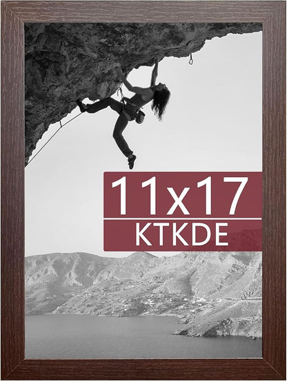 KTKDE 11x17 Picture Frame Wooden Shatter Resistant Glass, Rectangle Photo Frame for Photos,Studio Gallery Wall Hanging Posters & Art Prints