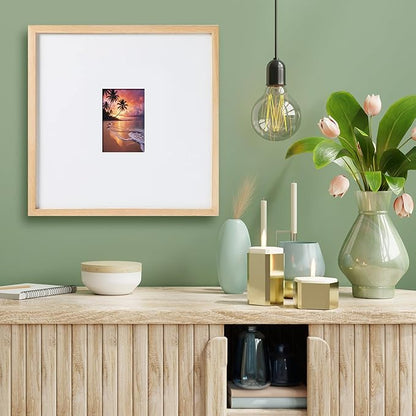 artisane home goods - Gallery Frame 1.0, Picture Frame, 18x18 White Oak, Gallery Wall Frame Set, Large Picture Frame, Oversized Mat (4x4, 4x6, and 5x7)