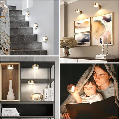 KELUOLY 2-Pack Picture Light Battery Operated Painting Lights for Wall, Magnetic LED Display Art Light with Remote, Dimmable and Timer Portrait Light for Art Frame Artworking, Wall Decor Puck Light