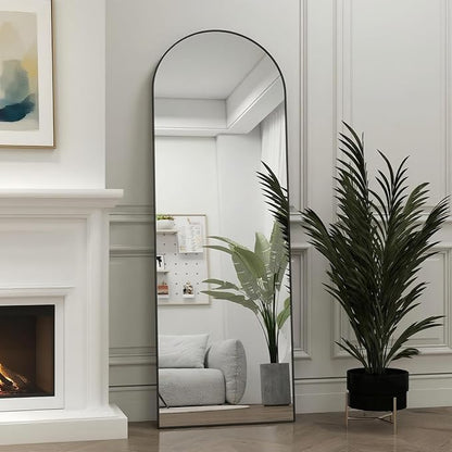 Door Mirror, Arched Full Length Mirror Over The Door, 16"x 50" Hanging or Wall Mirrors, Full Body Mirrors,Black